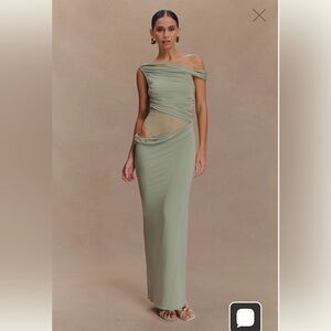 MESHKI One Shoulder Slinky Maxi Dress - Sage